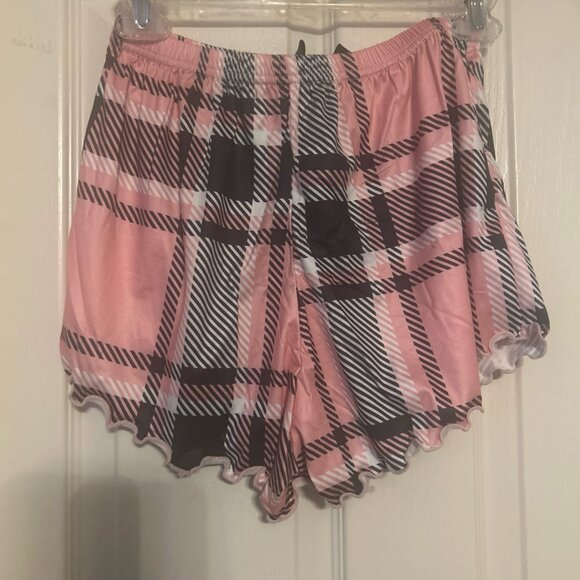 Pajamas Pjs 2 Set Size S Pink & Black Plaid Women's Spaghetti Straps Shorts New - Picture 5 of 10